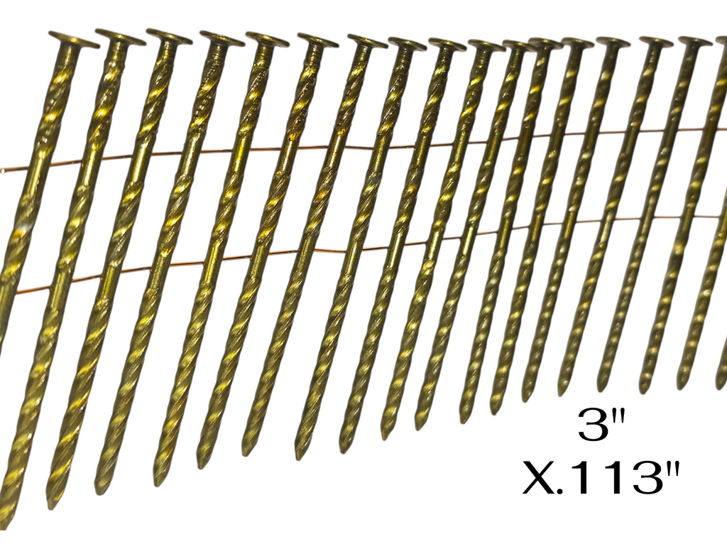 Wire Welded Coil Pallet Nails 3"x.113" Bright Screw - 4,500 Count (20 Rolls)