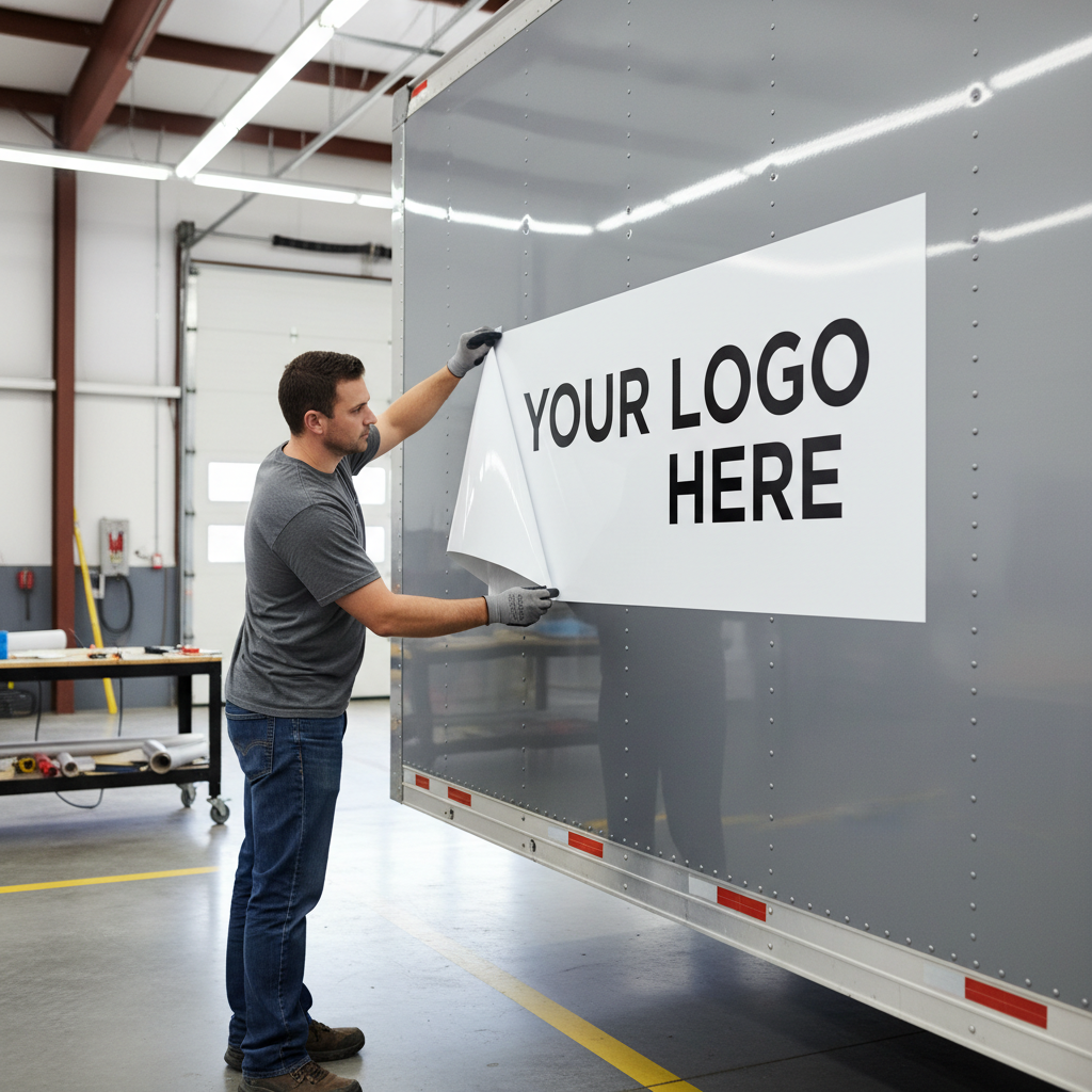 Man Applying Your Logo Here Decal
