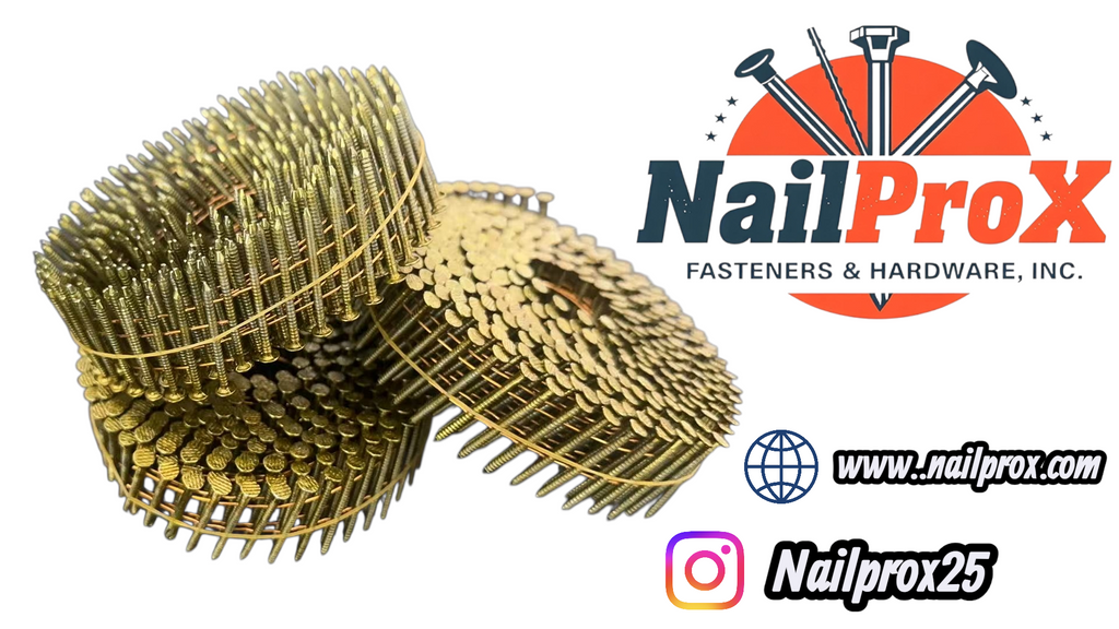Wire Welded Coil Pallet Nails 15° 1-1/4"x.083" Bright Ring - 14,000 Count (40 Rolls)