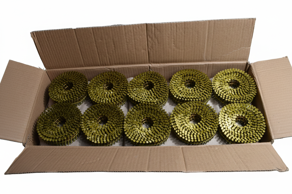 Professional Wire Welded Coil Nails - 10 Coils Clean Background