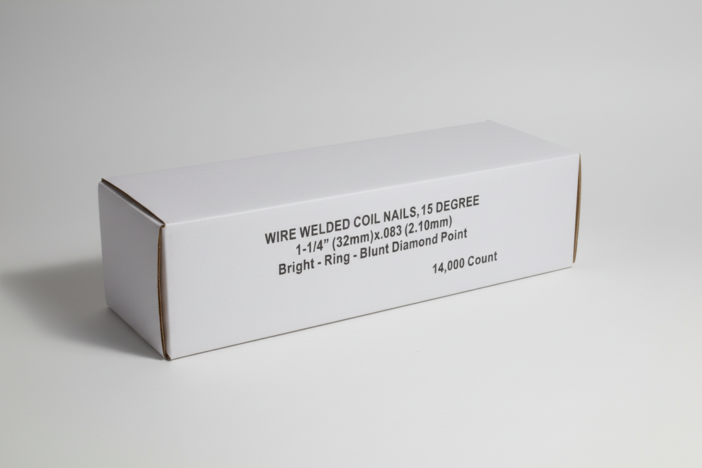 Professional Wire Welded Coil Nails Box - Clean Background