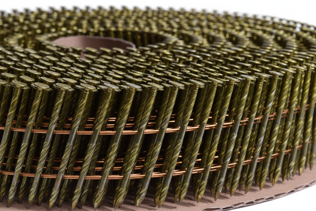 Professional Wire Welded Coil Nails - Detail Close-up